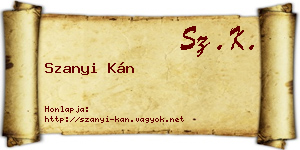 Szanyi Kán névjegykártya